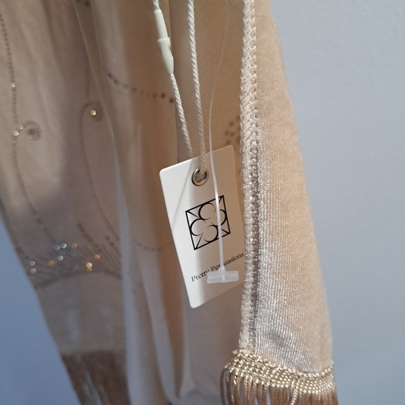 Pretty Persuasions Velvet And Rhinestone Scarf With Fringe - Picture 5 of 13